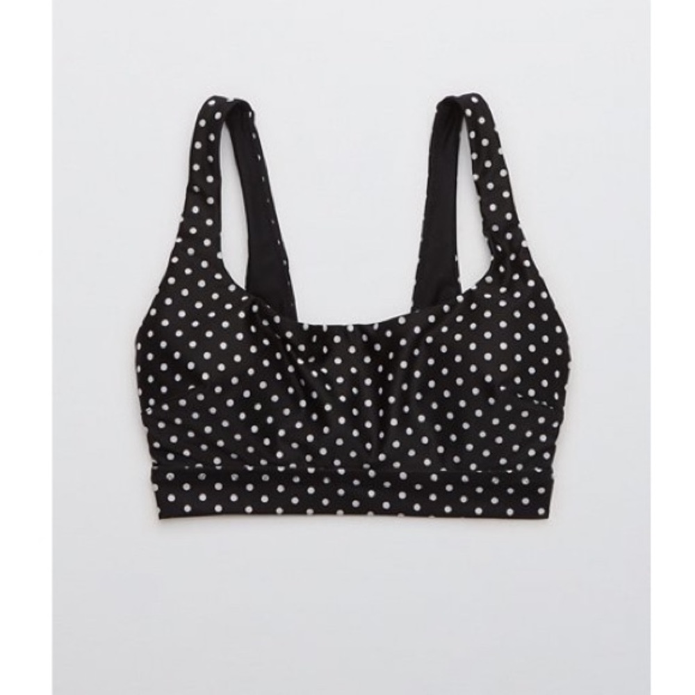 Aerie Printed Banded Wide Strap Bikini Top | L | black & white